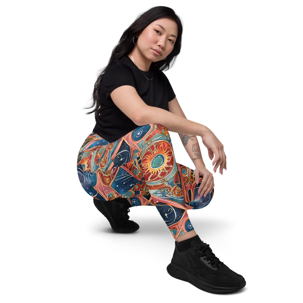 Celestial Filigree on Leggings with Pockets — Right Front
