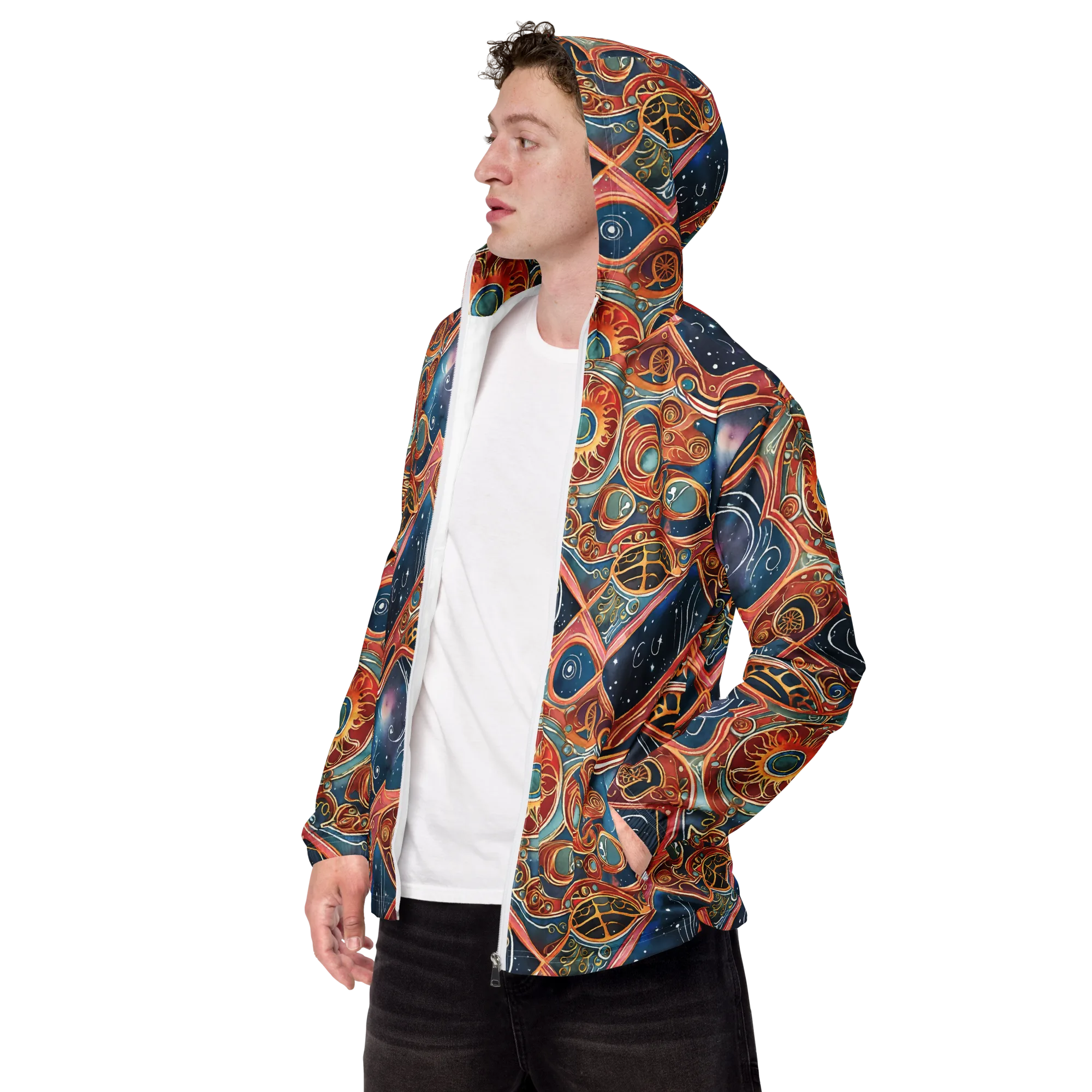 Celestial Filigree on Men's Windbreaker — Left Front