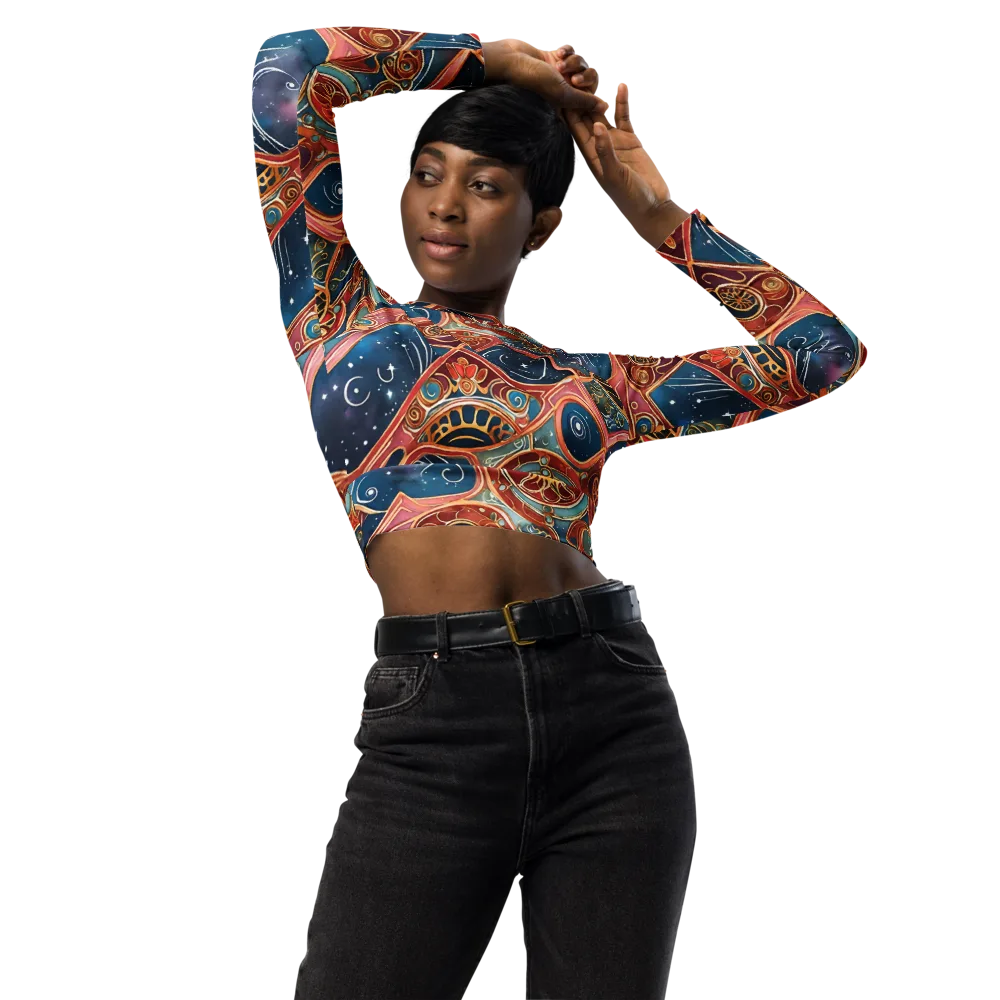 Celestial Filigree on Long Sleeve Crop Top — Front