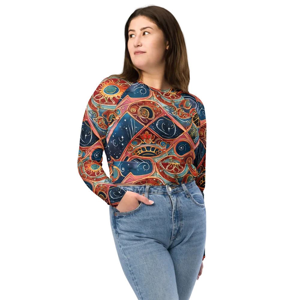 Celestial Filigree on Long Sleeve Crop Top — Front