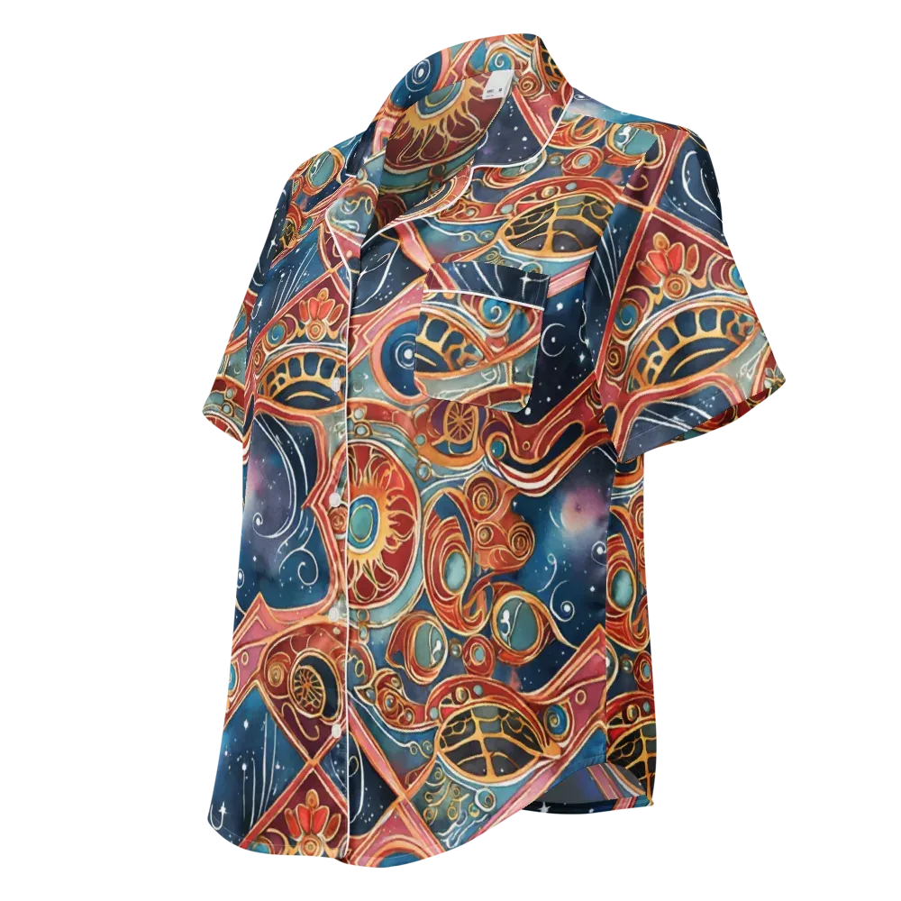 Celestial Filigree on Women's Short Sleeve Pajama Top — Left Front