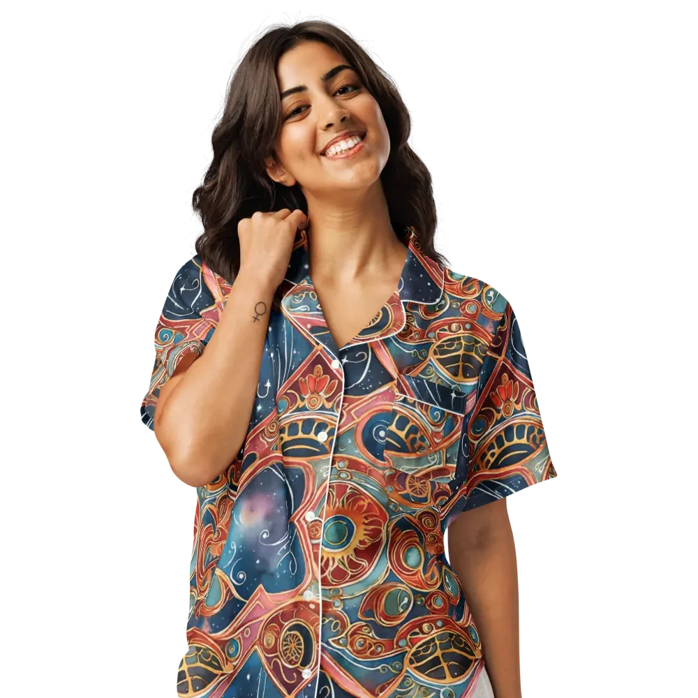 Celestial Filigree on Women's Short Sleeve Pajama Top — Front