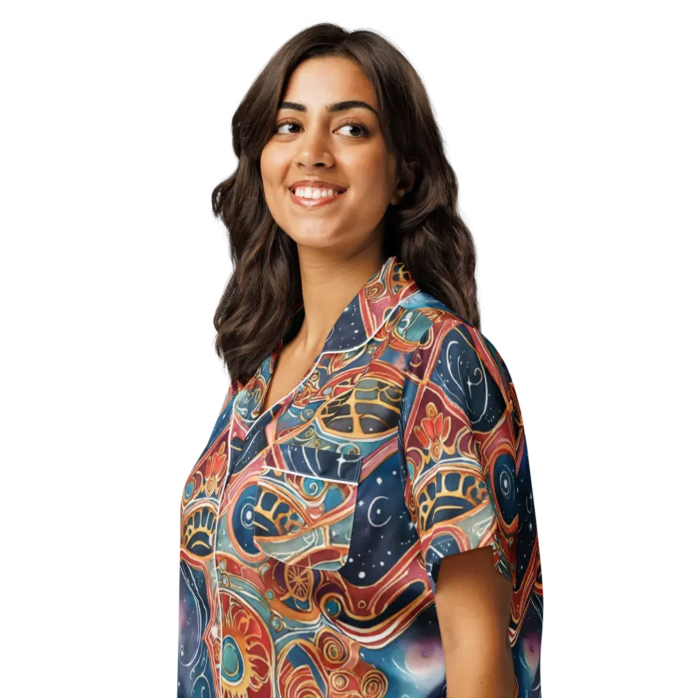 Celestial Filigree on Women's Short Sleeve Pajama Top — Left Front