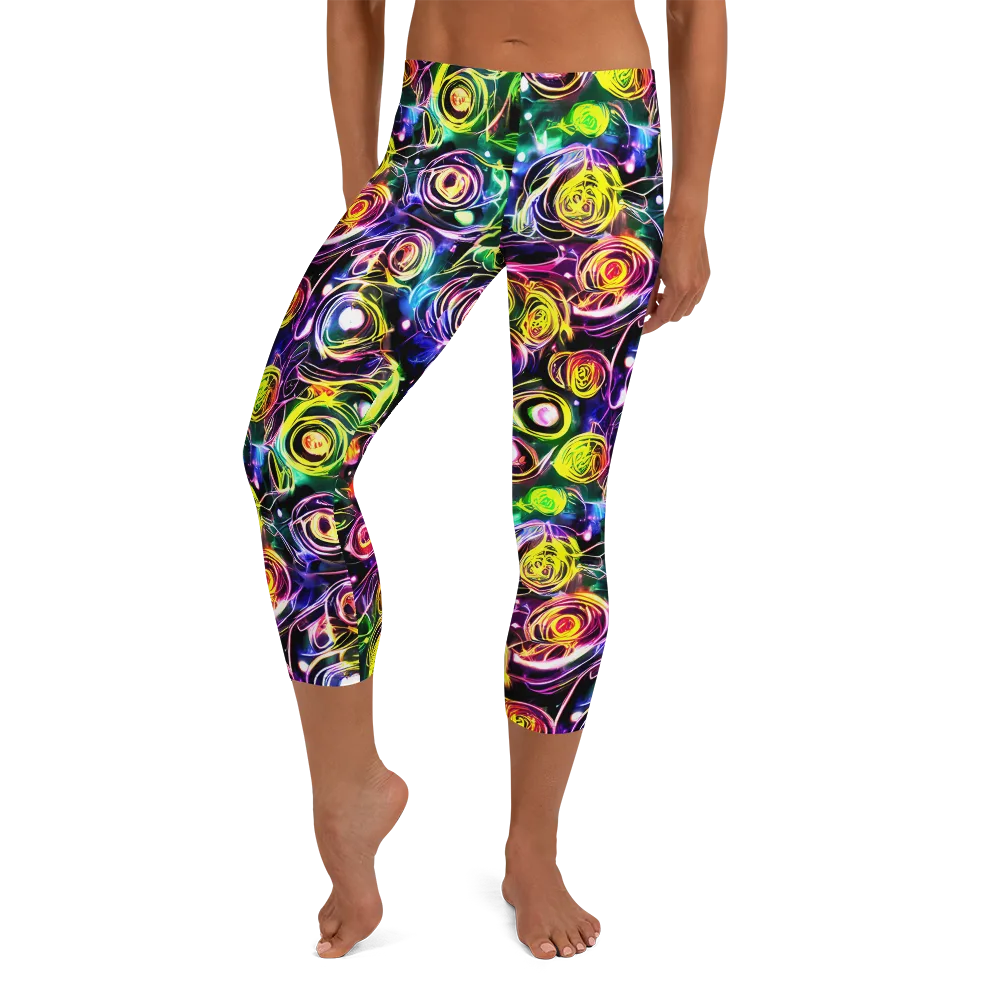Electric Rosarium on Capri Leggings — Front