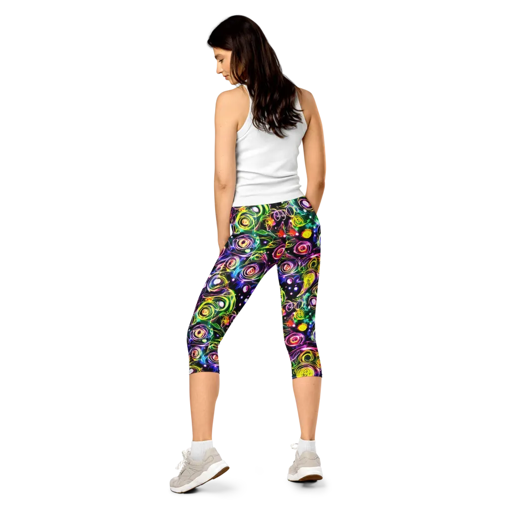 Electric Rosarium on Capri Leggings — Back