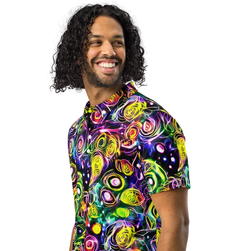 Electric Rosarium on Men's Slim Fit Polo Shirt — Left Front