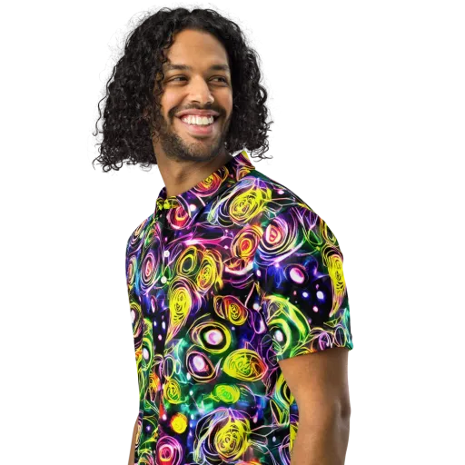 Electric Rosarium on a Men's Slim Fit Polo Shirt
