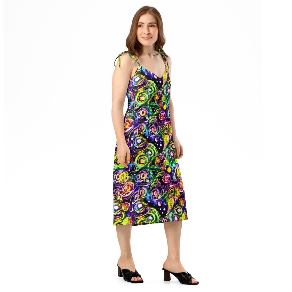 Electric Rosarium on Slip Dress — Right Front