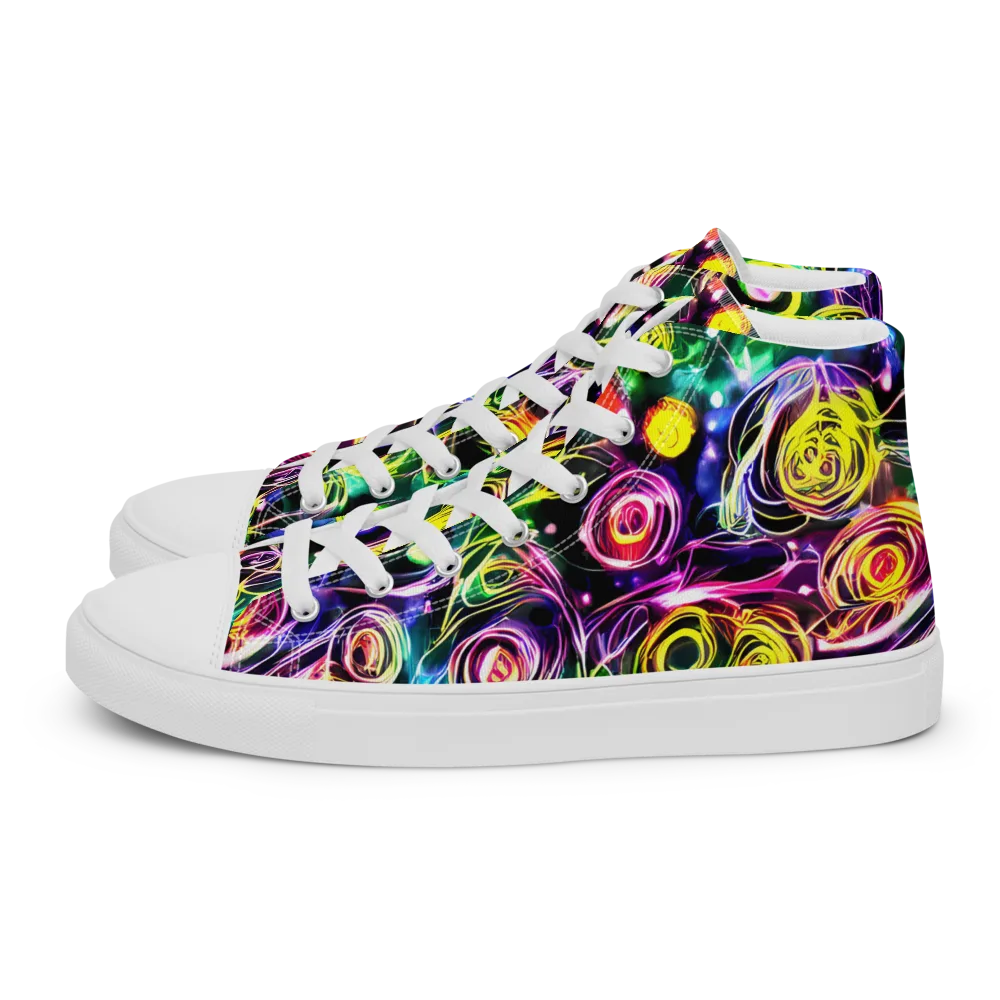 Electric Rosarium on Men's High Top Canvas Shoes — Left