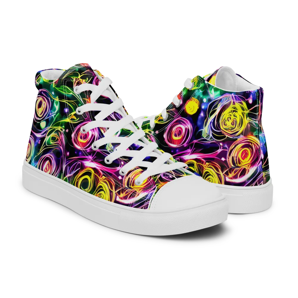 Electric Rosarium on Men's High Top Canvas Shoes — Right