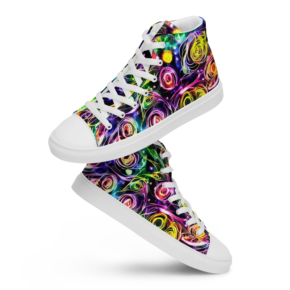 Electric Rosarium on Men's High Top Canvas Shoes — Front