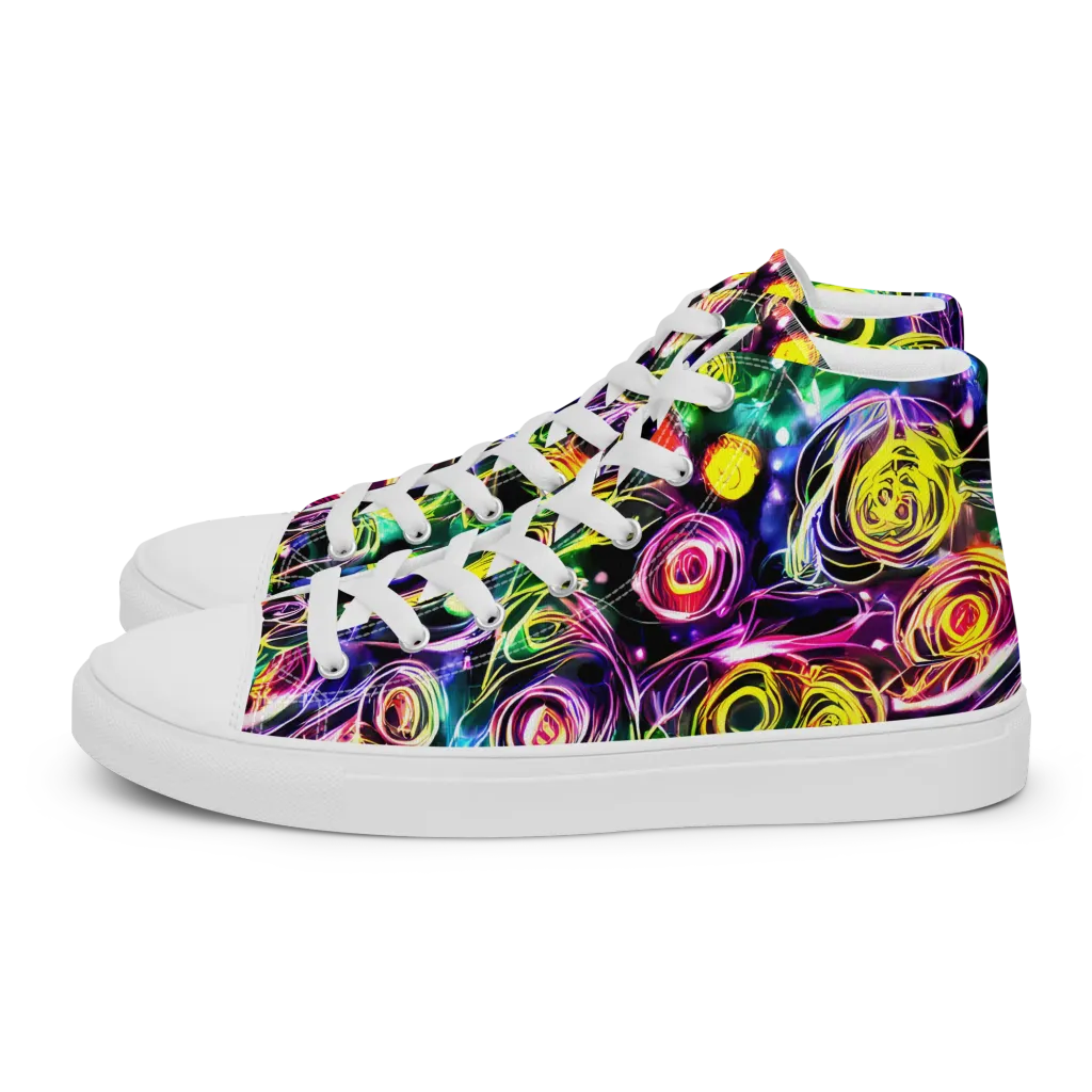 Electric Rosarium on Women's High Top Canvas Shoes — Left