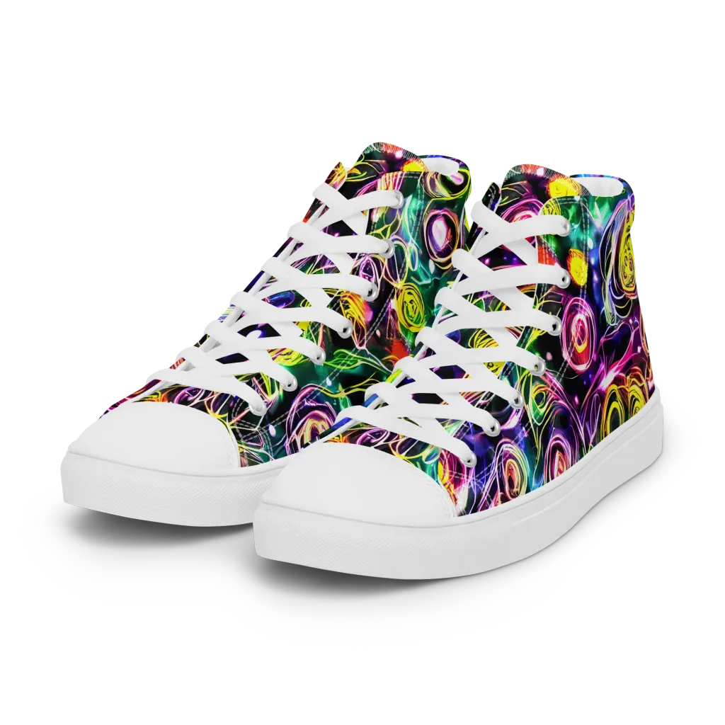 Electric Rosarium on Women's High Top Canvas Shoes — Left Front