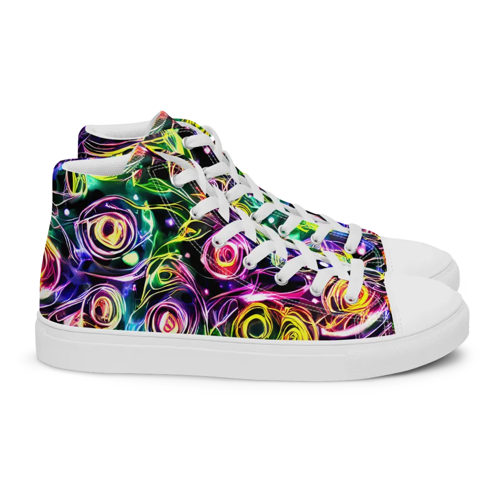 Electric Rosarium on Women's High Top Canvas Shoes — Right