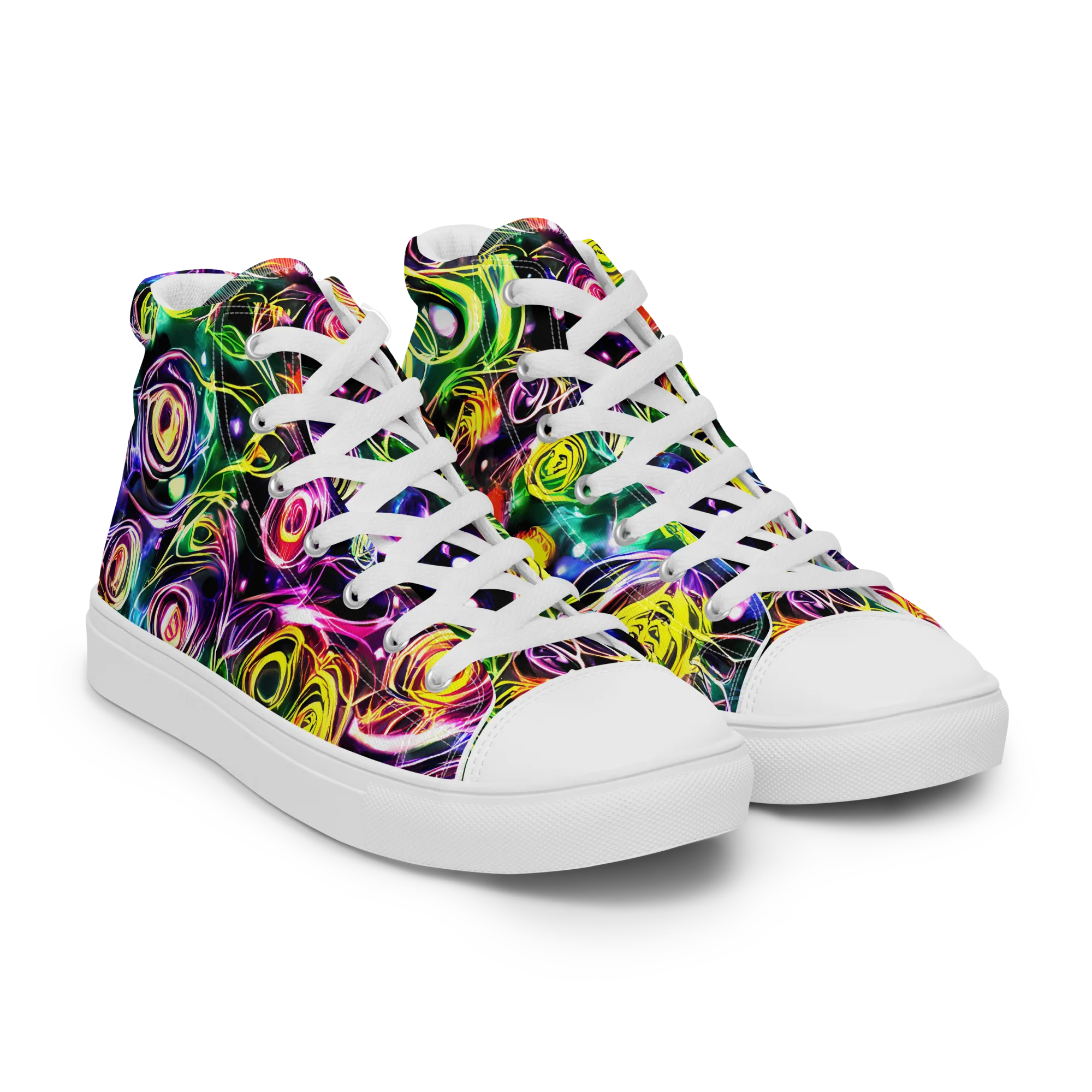 Electric Rosarium on Women's High Top Canvas Shoes — Right Front