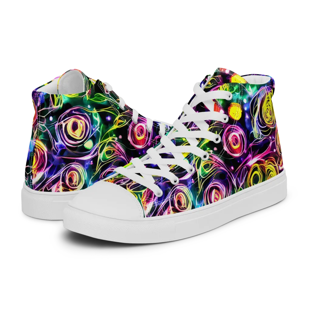Electric Rosarium on Women's High Top Canvas Shoes — Left