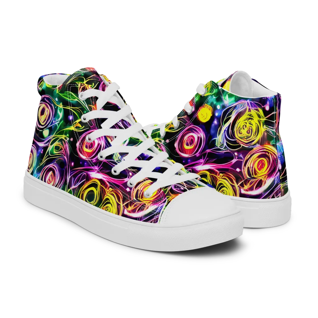 Electric Rosarium on Women's High Top Canvas Shoes — Right