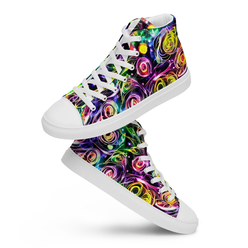 Electric Rosarium on Women's High Top Canvas Shoes — Front