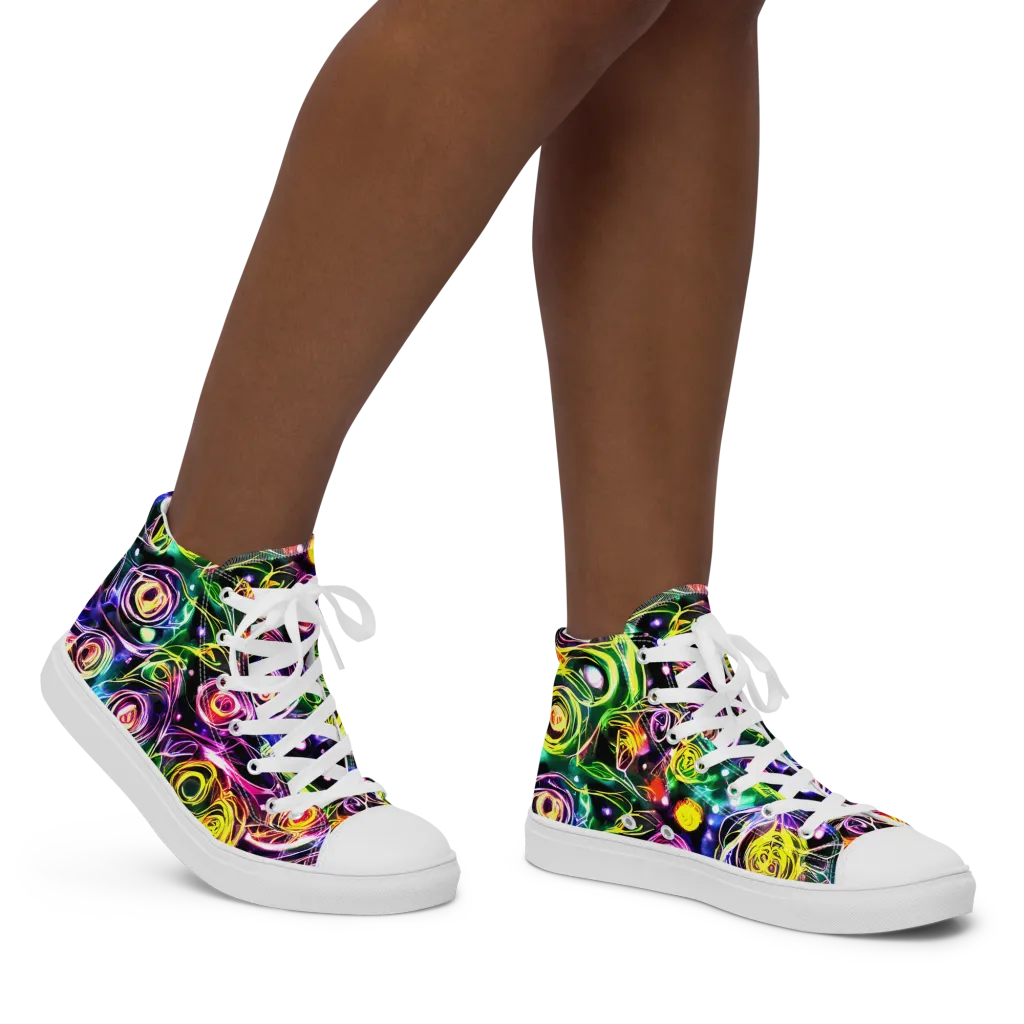 Electric Rosarium on Women's High Top Canvas Shoes — Right