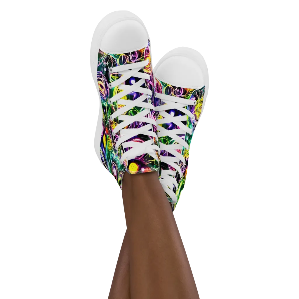 Electric Rosarium on Women's High Top Canvas Shoes — Front