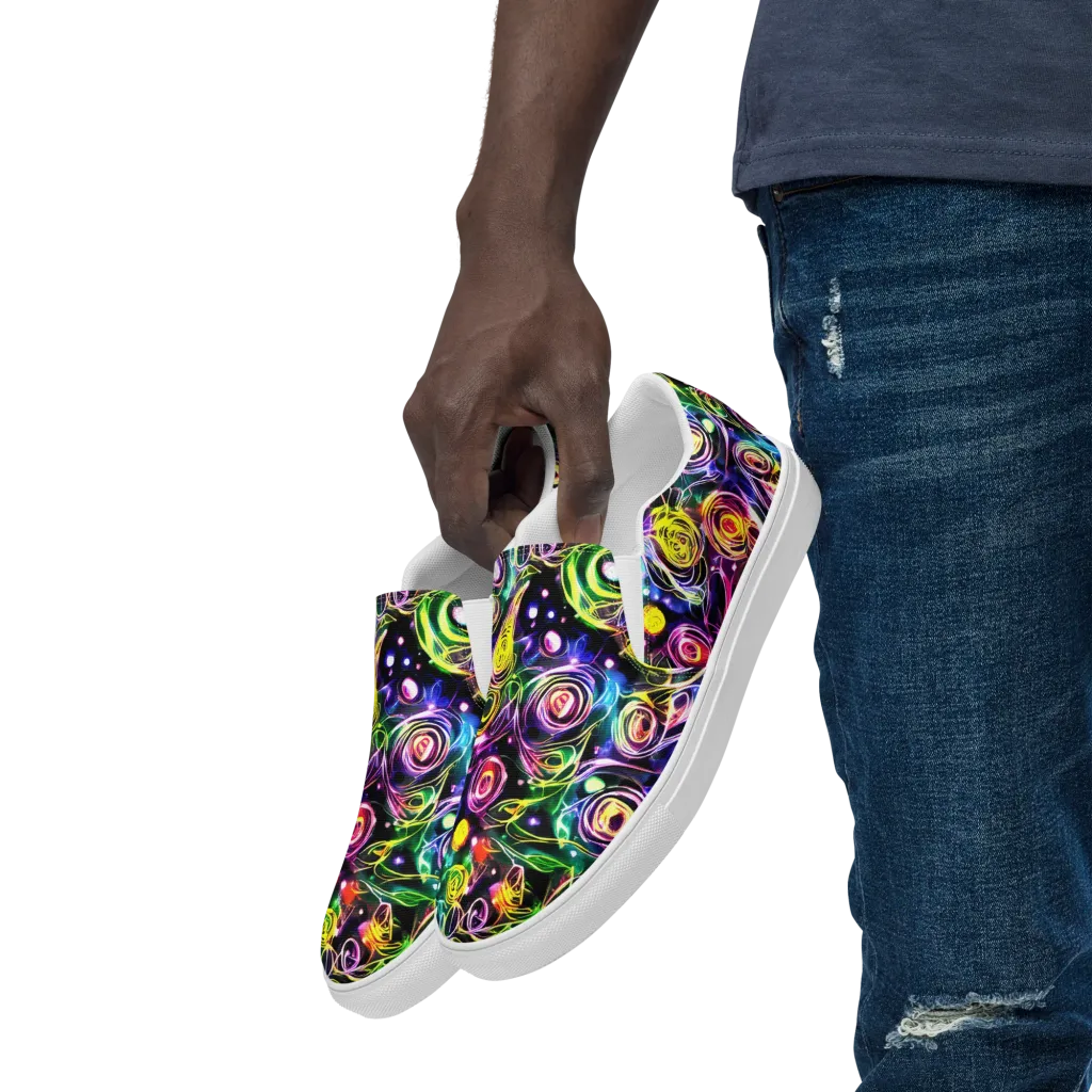 Electric Rosarium on Men's Slip-On Canvas Shoes — Left Front
