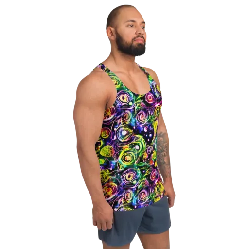 Electric Rosarium on a Men's Tank Top