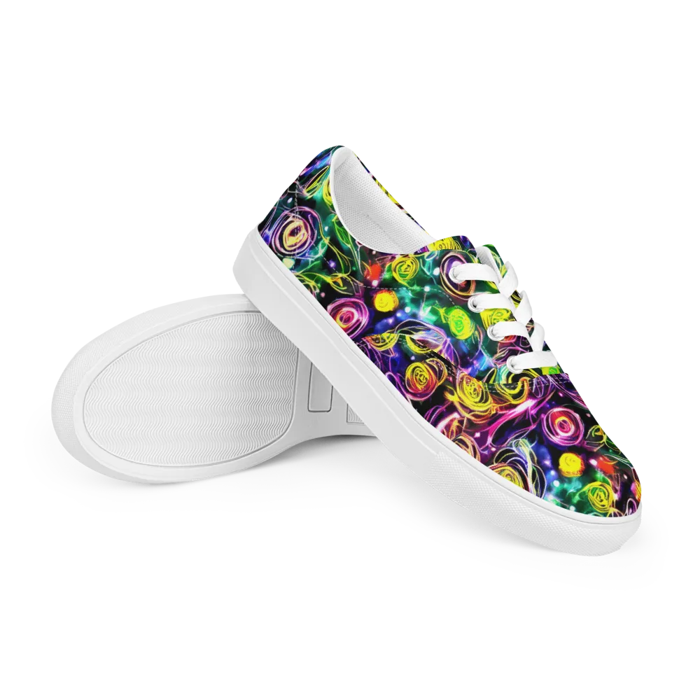 Electric Rosarium on Men's Lace-Up Canvas Shoes — Right Front