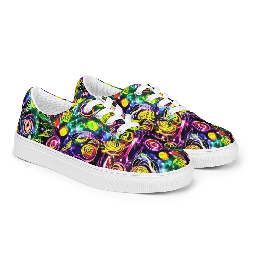 Electric Rosarium on Men's Lace-Up Canvas Shoes — Right Front