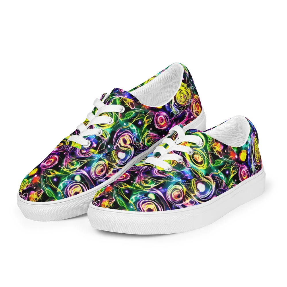 Electric Rosarium on Men's Lace-Up Canvas Shoes — Left Front