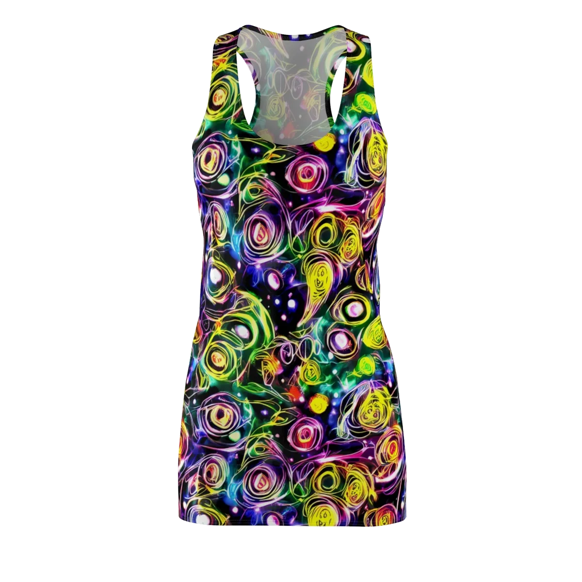 Electric Rosarium on Racerback Dress — Front