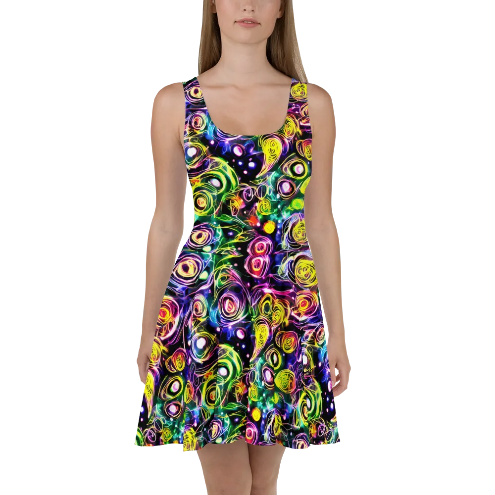 Electric Rosarium on Skater Dress — Front