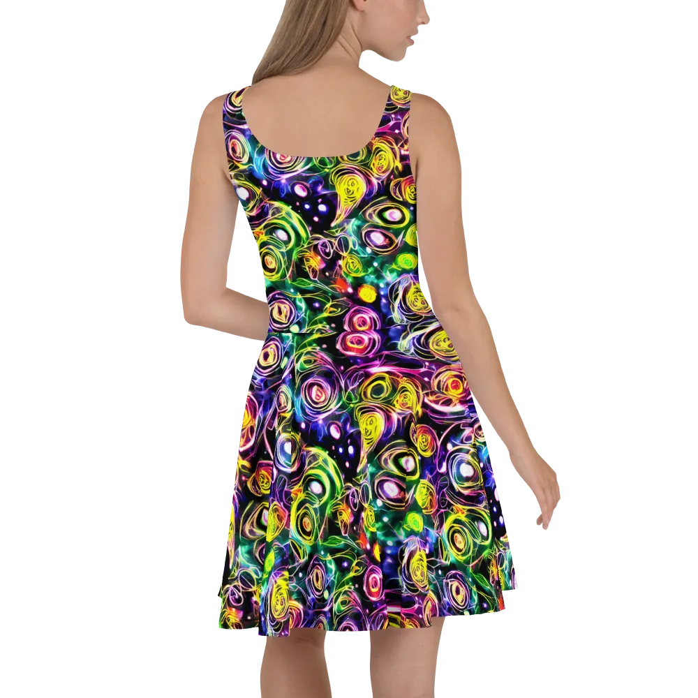 Electric Rosarium on Skater Dress — Back