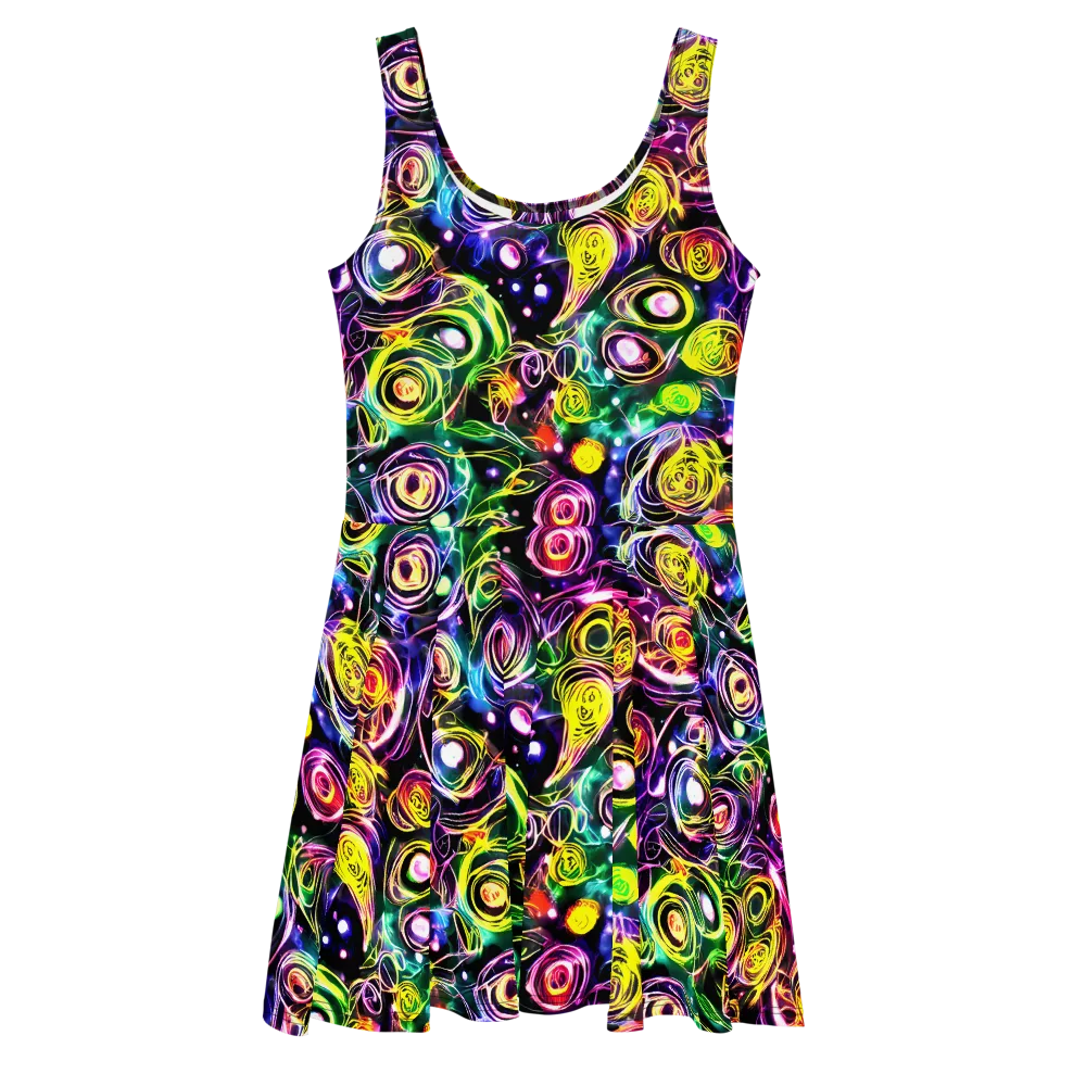 Electric Rosarium on Skater Dress — Front