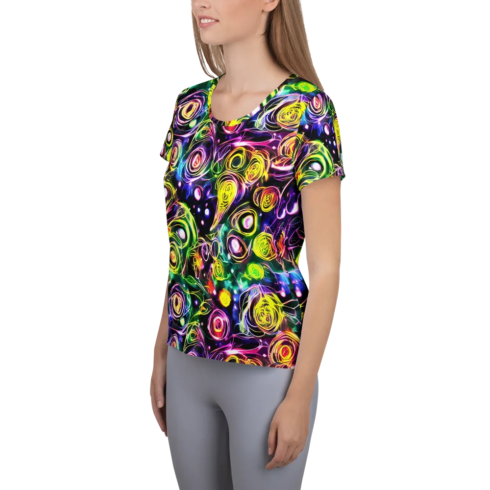 Electric Rosarium on Women's Athletic T-Shirt — Left