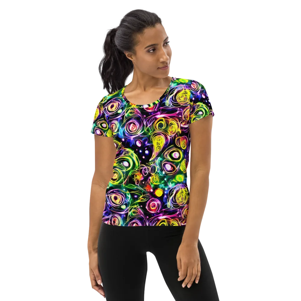 Electric Rosarium on Women's Athletic T-Shirt — Front