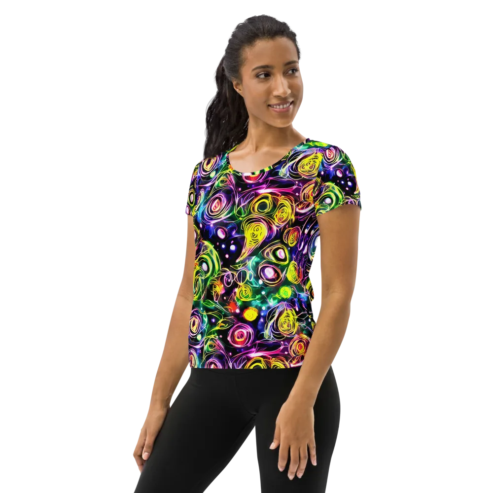 Electric Rosarium on Women's Athletic T-Shirt — Left