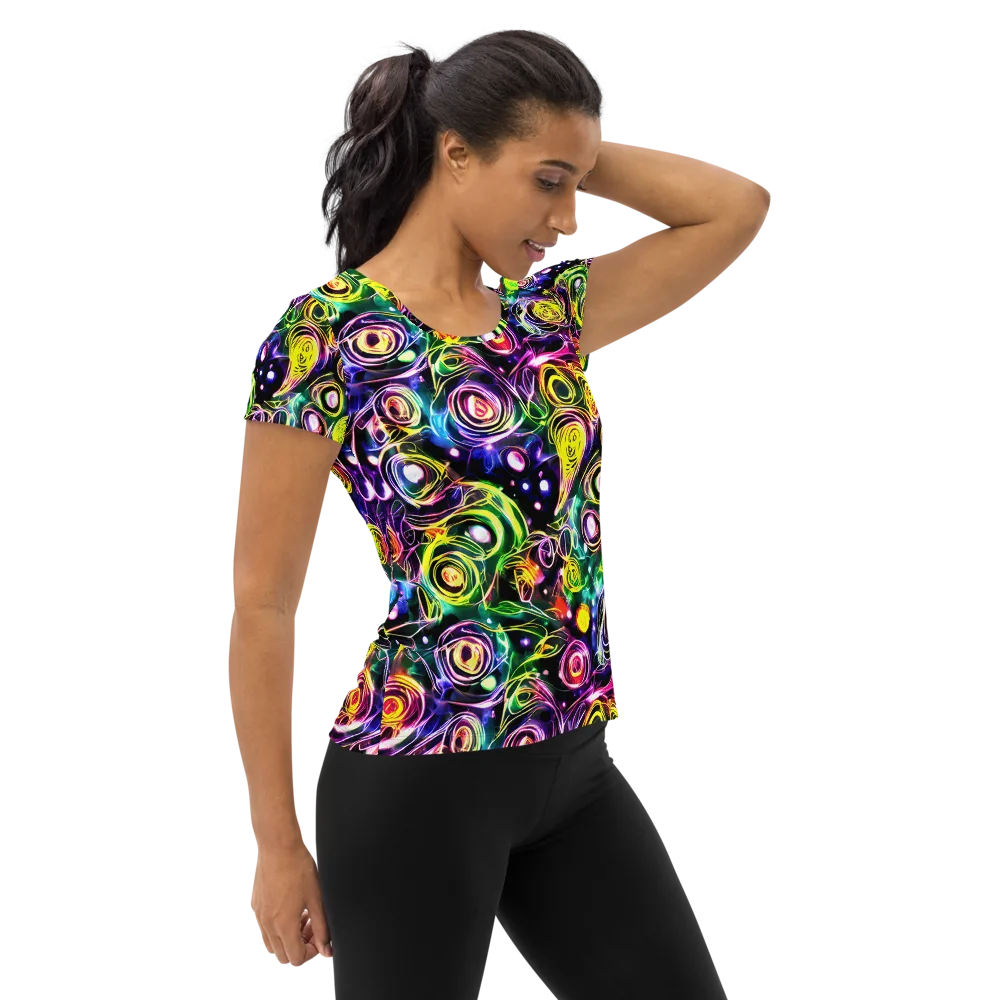 Electric Rosarium on Women's Athletic T-Shirt — Right