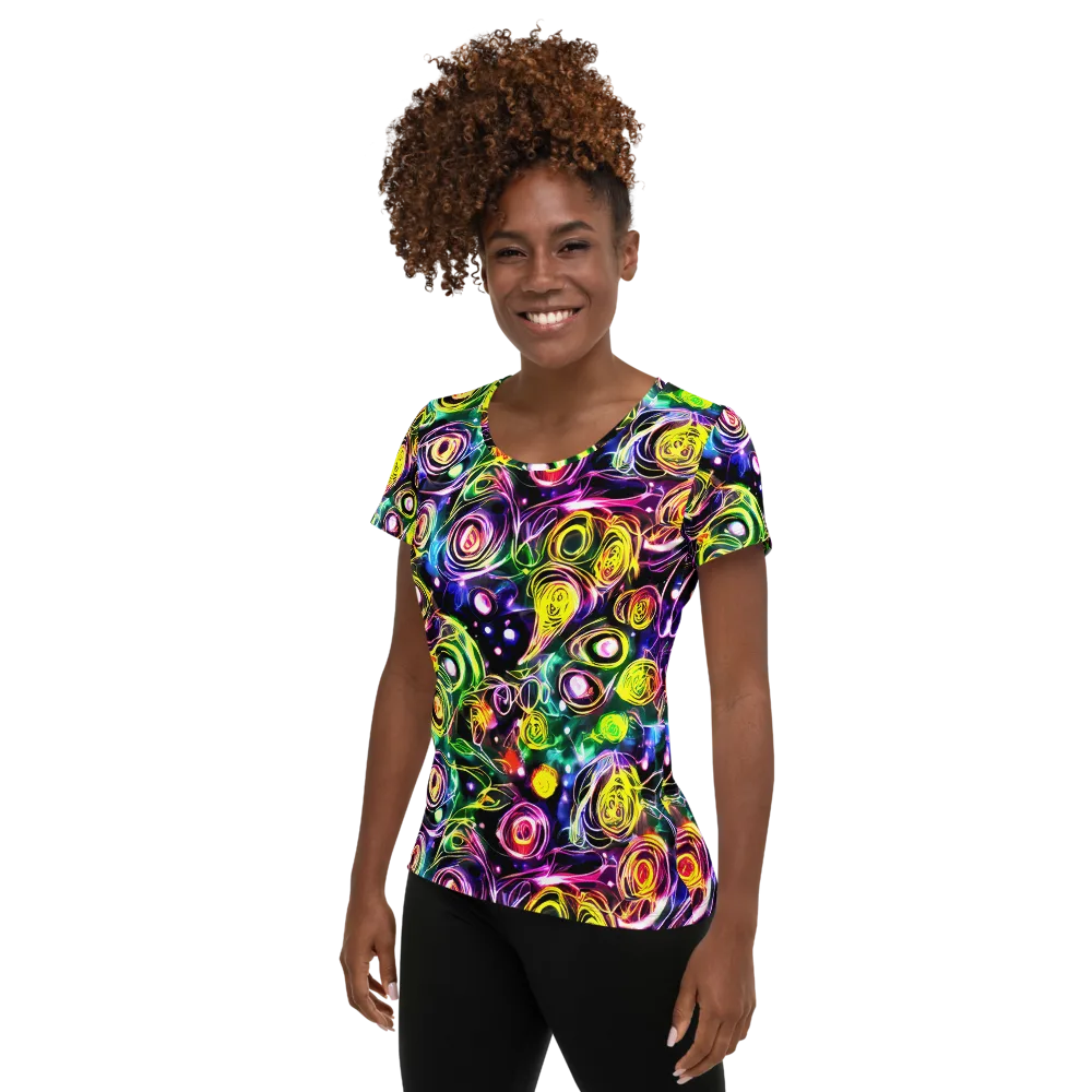 Electric Rosarium on Women's Athletic T-Shirt — Left