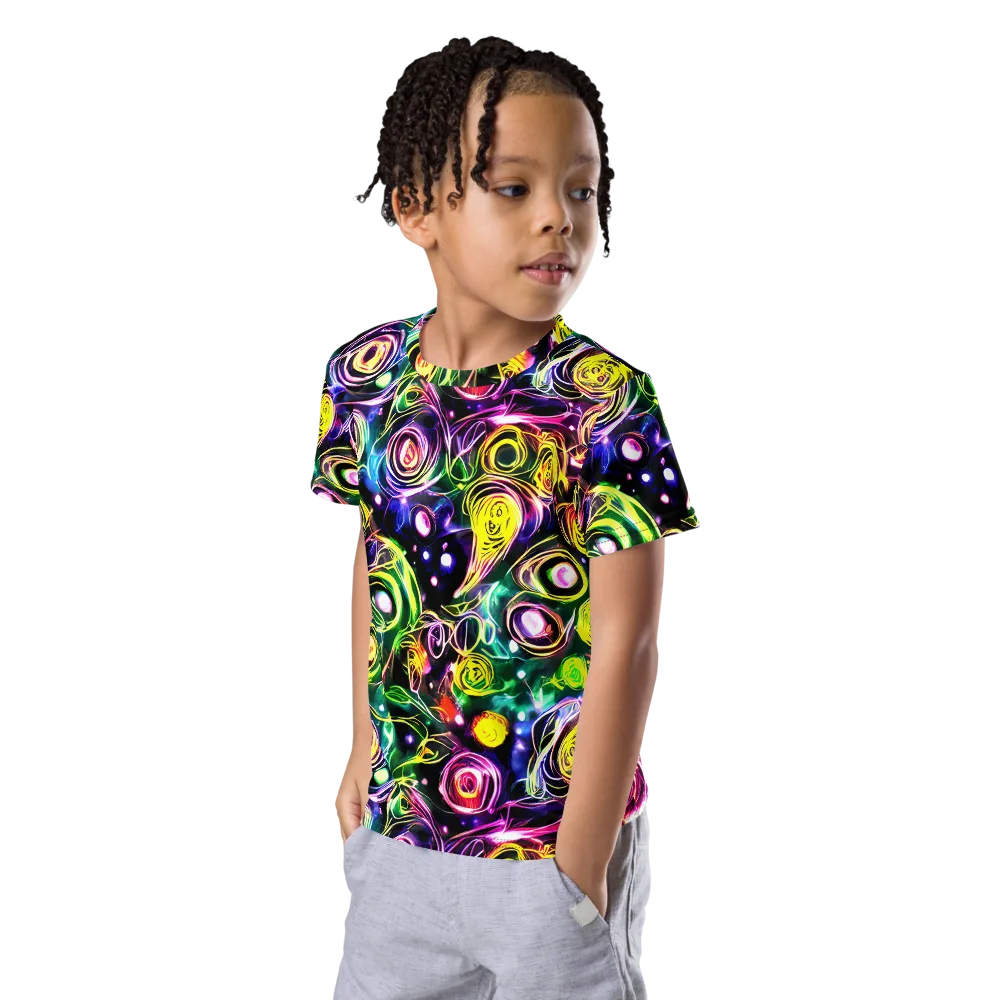 Electric Rosarium on Kids Crew Neck T-Shirt — Left Front