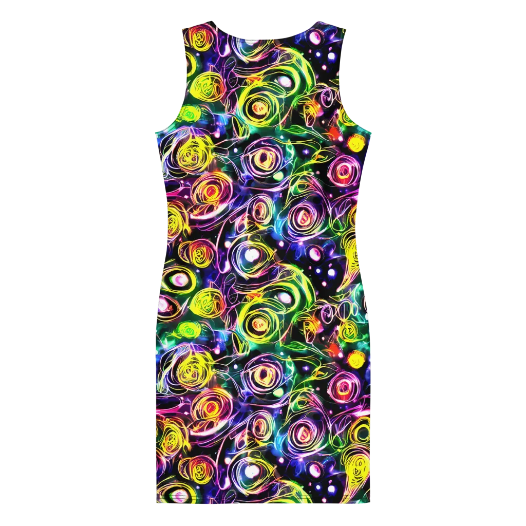 Electric Rosarium on Bodycon Dress — Back