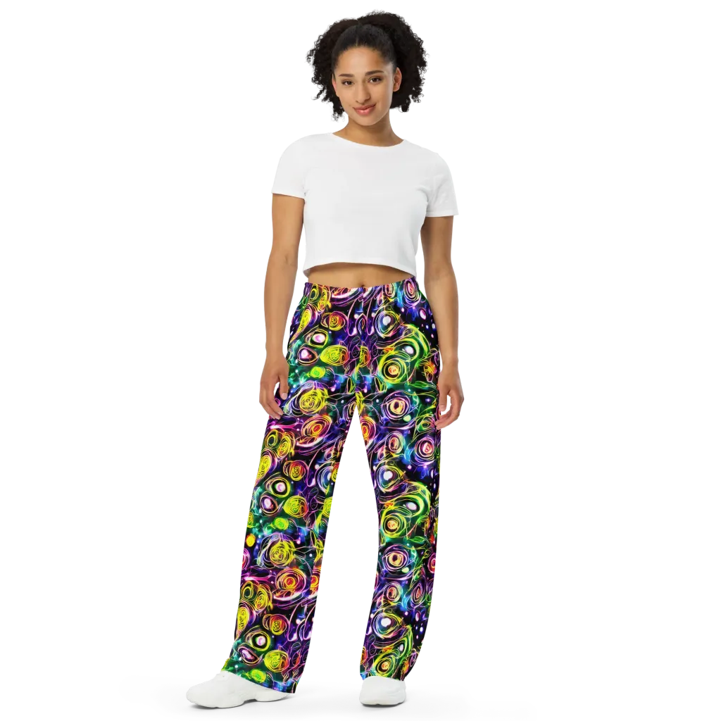 Electric Rosarium on Wide-Leg Pants — Front