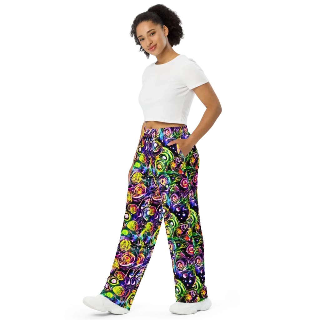 Electric Rosarium on Wide-Leg Pants — Left Front