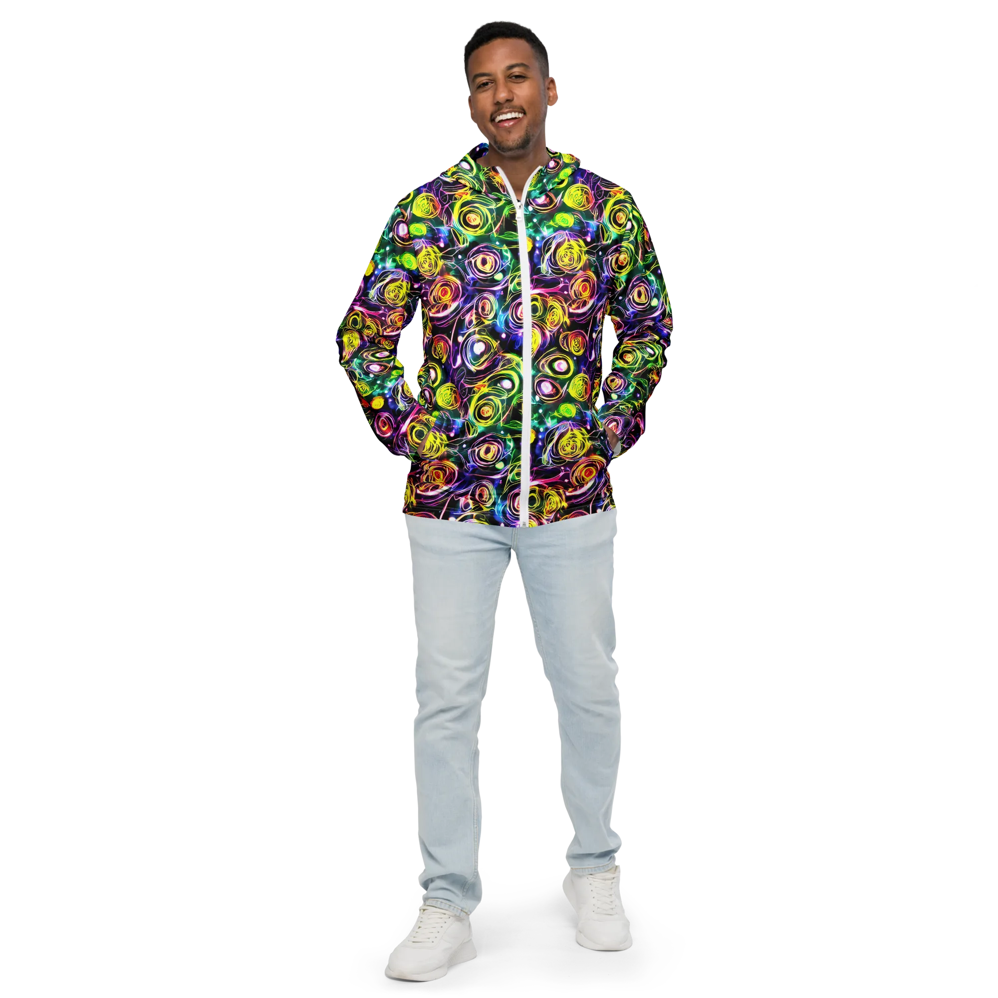 Electric Rosarium on Men's Windbreaker — Front