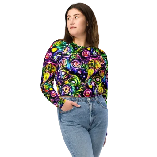 Electric Rosarium on a Long Sleeve Crop Top