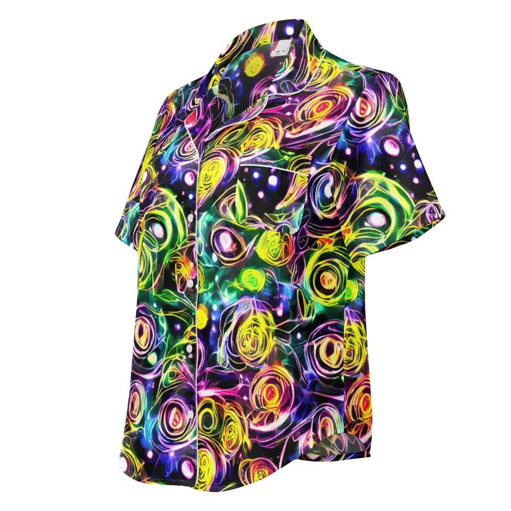Electric Rosarium on Women's Short Sleeve Pajama Top — Left Front