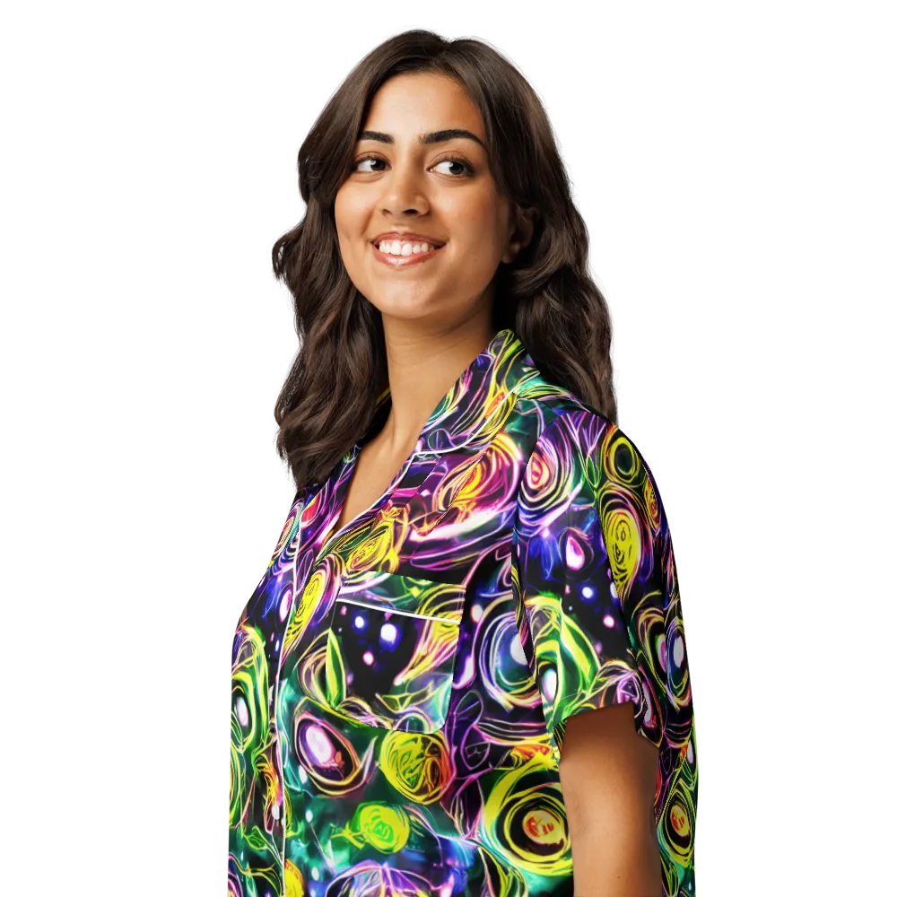 Electric Rosarium on Women's Short Sleeve Pajama Top — Left Front