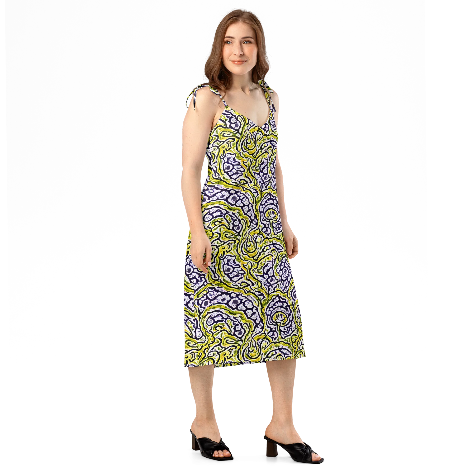 Citrine Ink on Slip Dress — Right Front