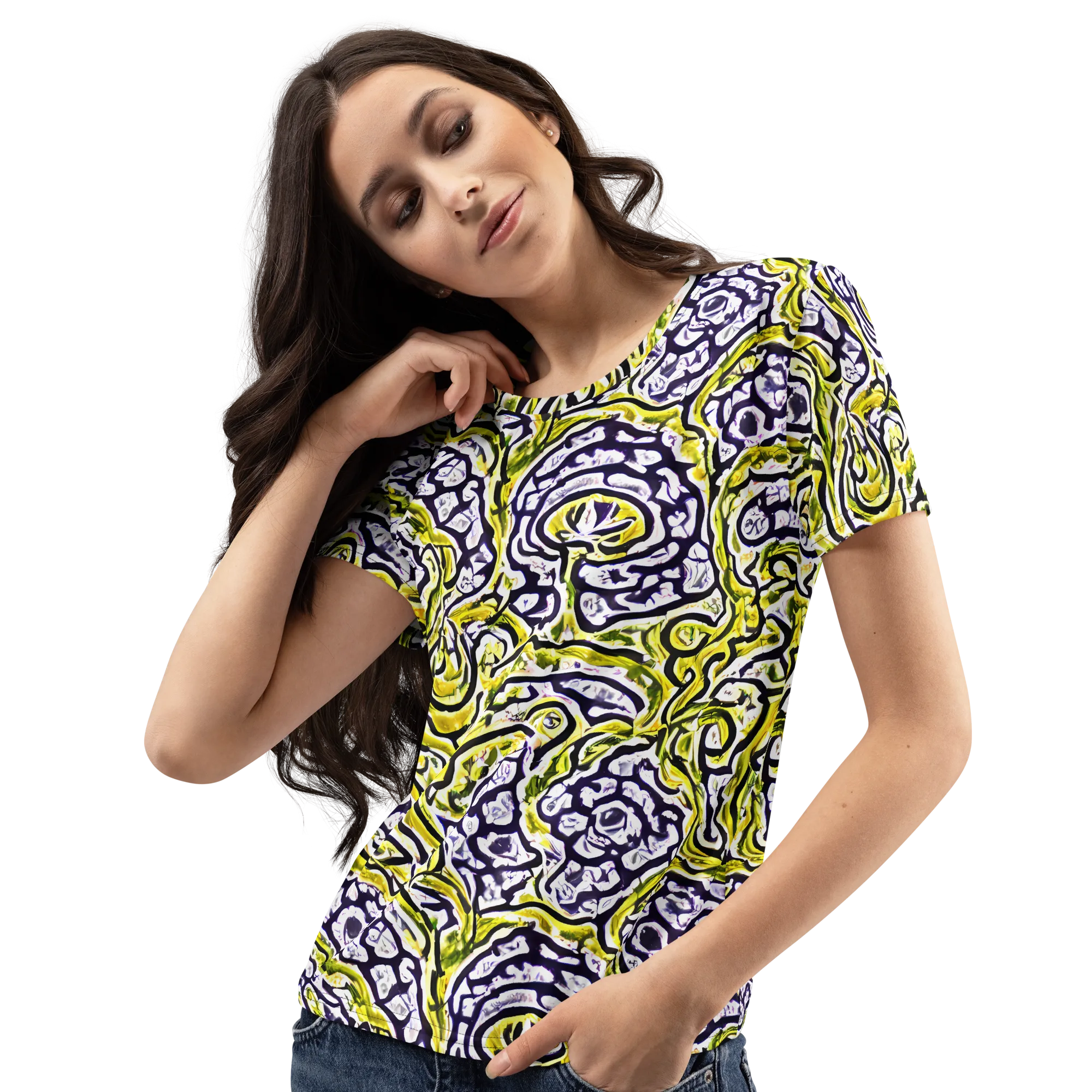 Citrine Ink on Women's Crew Neck T-Shirt — Left Front