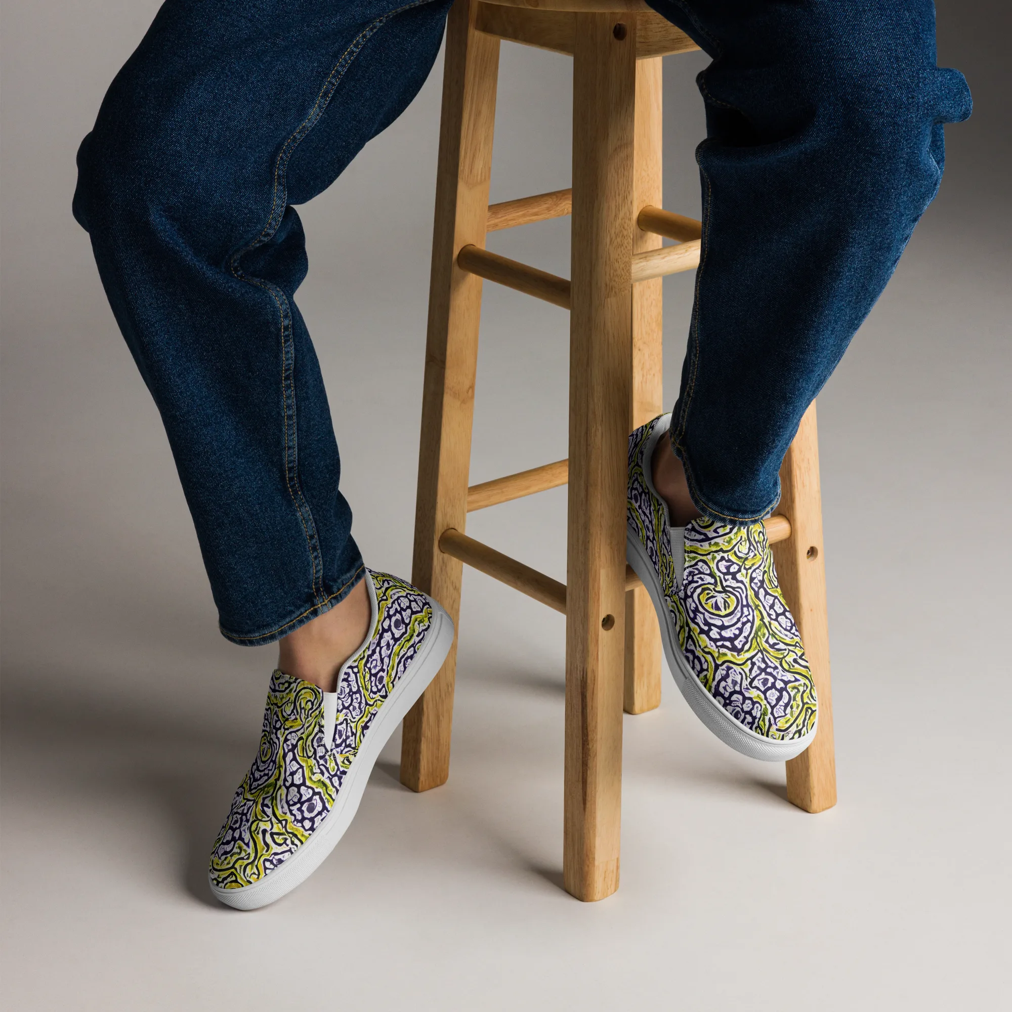 Citrine Ink on Men's Slip-On Canvas Shoes — Front