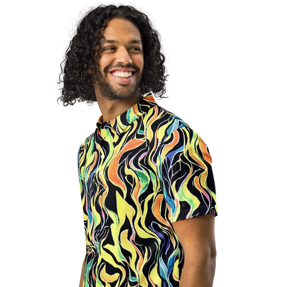 Color Vortex on Men's Slim Fit Polo Shirt — Left Front